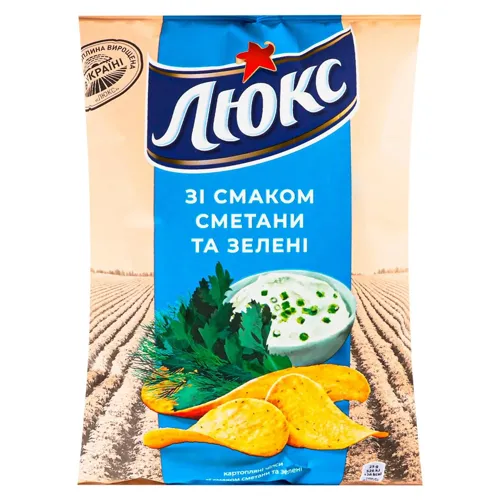 Чіпси Люкс картопляні зі смаком сметани та зелені 125г