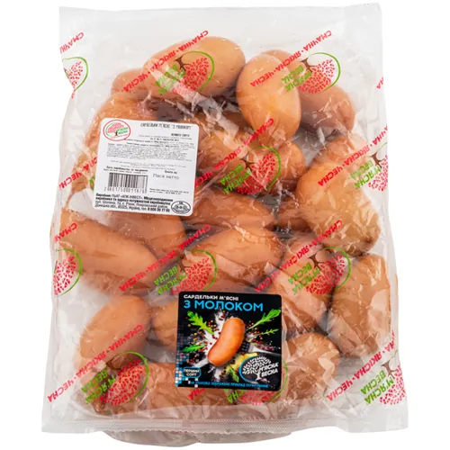Сардельки М'ясна Весна з молоком першого сорту 1кг
