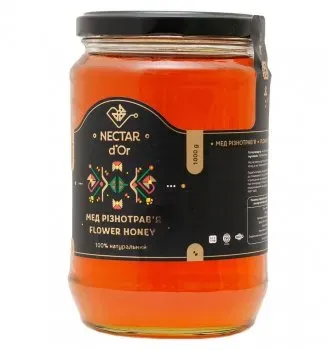 Мед натуральний різний 1 кг банка