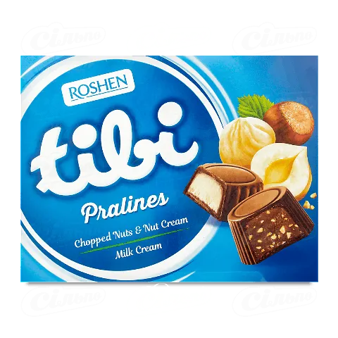 Цукерки Roshen Tibi з горіхами та горіховим кремом, 117г