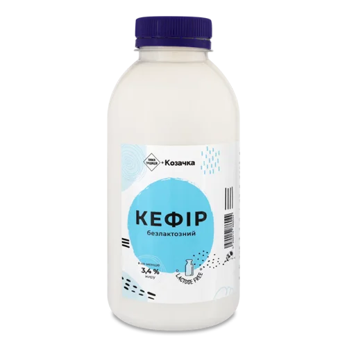 Кефір Безлактозний 3.4% Козачка, п/пл, 500г
