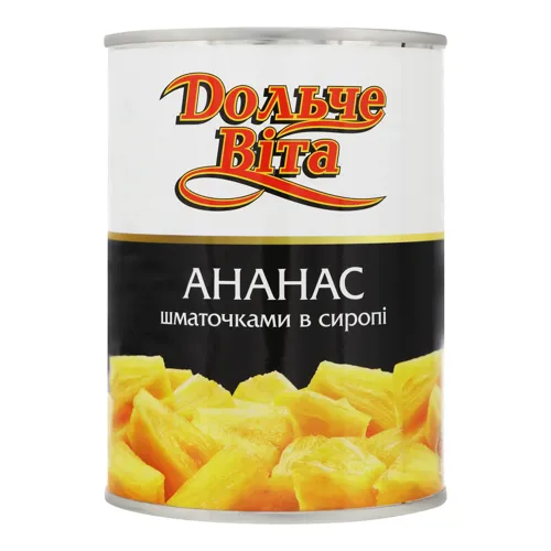 Ананас шматочками в сиропі Дольче Віта з/б 225г