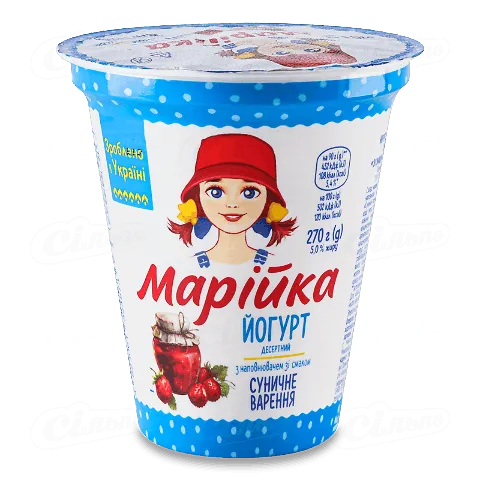 Йогурт десертний «Марійка» зі смаком Суничне варення 5,0 %, 270г