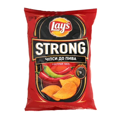 Чіпси до пива зі смаком чилі та лайму Strong Lays м/у 120г