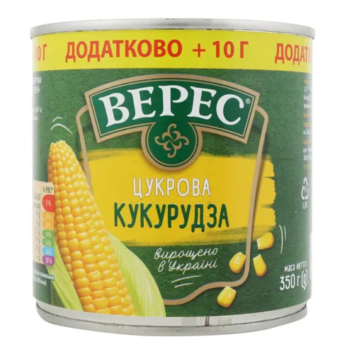 Кукурудза цукрова консервована Верес з/б 350г