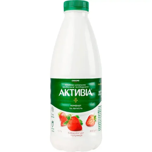 Біфідойогурт Активіа Полуниця-суниця питний 1.5% 800г
