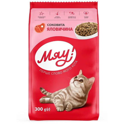 Корм сухий Мяу! з телятиною для дорослих котів 300г
