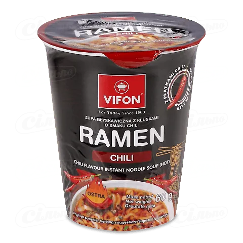 Суп Vifon з локшиною зі смаком чилі швидкого приготування, 60г