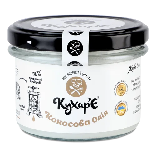 Кокосова Олія Нерафінована Холодного Пресування В Дубових Діжках, c/б 235мл