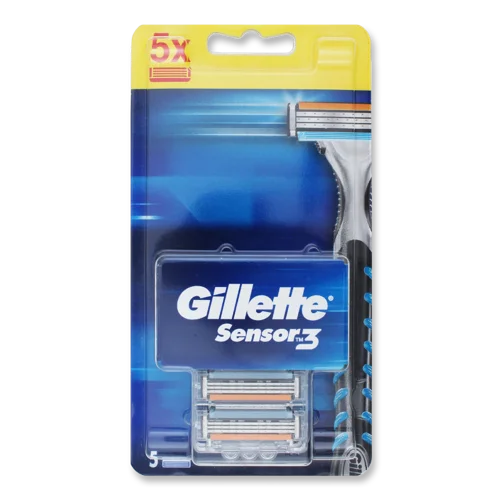 Картриджі для бритви Sensor3 Gillette, змінні, 5 шт, в/ґ