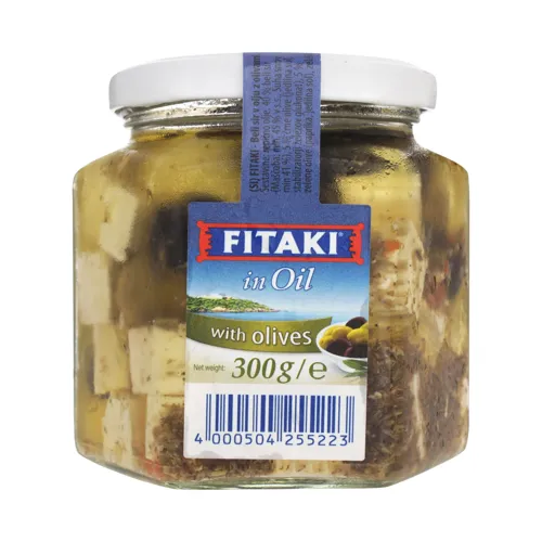 Сир 45% м'який розсільний в рослинній олії з оливами Fitaki с/б 300г