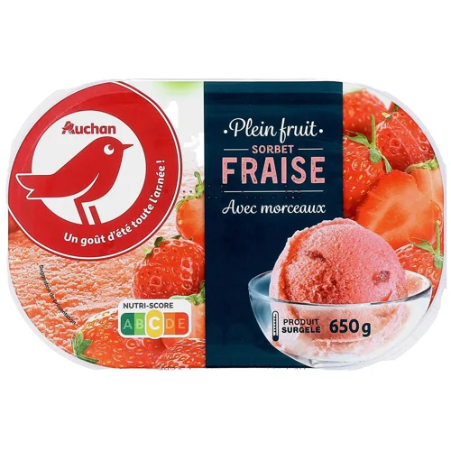 Морозиво Auchan Полуничний сорбет 650г