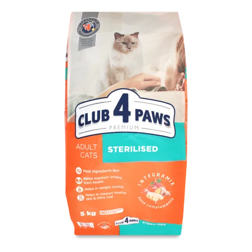 Корм сухий для дорослих котів Sterilised Premium Club 4 Paws, в/к, 5 кг
