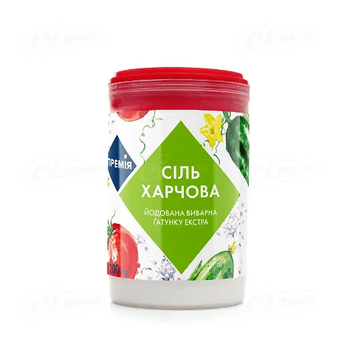 Сіль «Премія»® екстра кухонна харчова з добавкою йоду, 200г