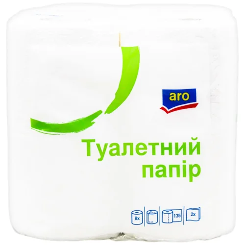 Туалетний папір Aro 2-шаровий 135 листів 8шт