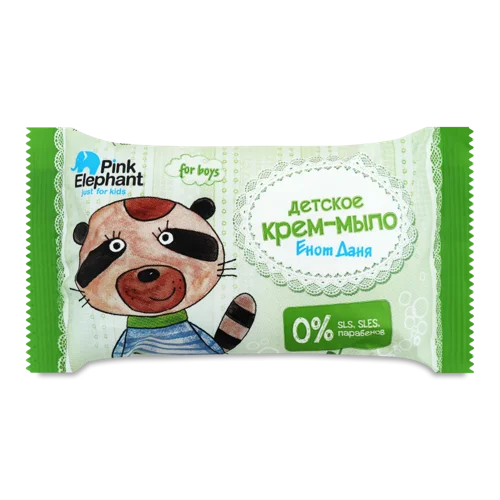 Дитяче Крем-мило Єнот Даня Pink Elephant, натуральне, 90г