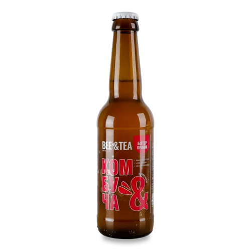 Напій Безалкогольний Слабогазований Біттер Оранж Комбуча Bee&Tea, 0.33л