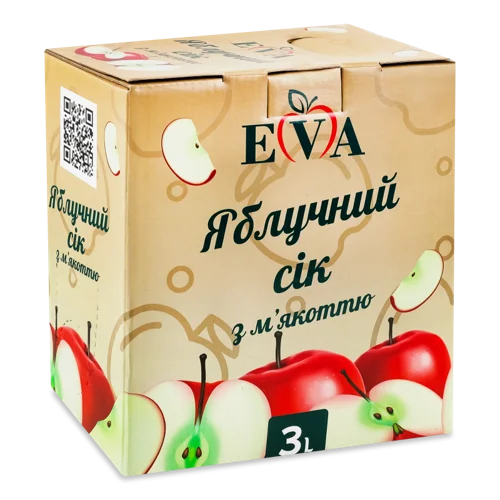 Сік Яблучний Відновлений Неосвітлений Пастеризований З М'якоттю, к/у 3л