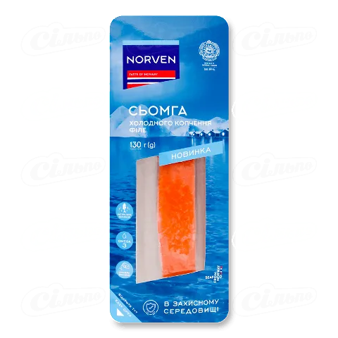 Сьомга Norven філе холодного копчення, 130г