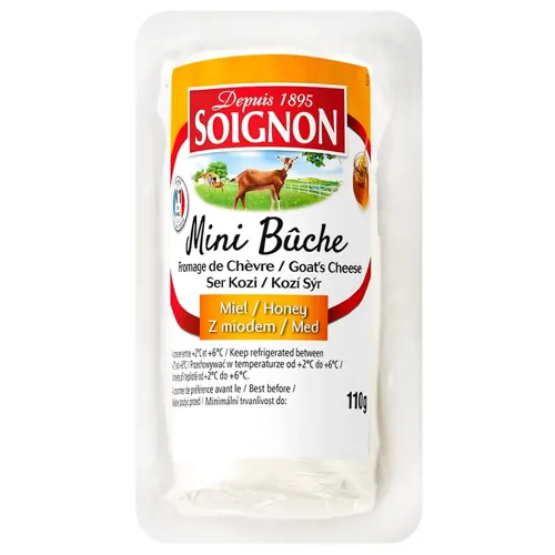 Сир Soignon Міні-буше козиний м'який з медом 110г