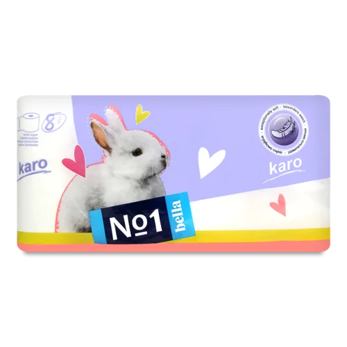 Туалетний папір з целюлози Karo №1 Bella, 8 шт, в/ґ