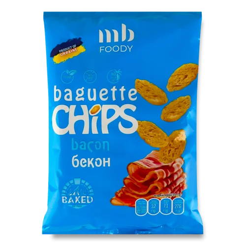 Багети Житньо-Пшеничні, В/К, Бекон Chips MB Foody, 55г