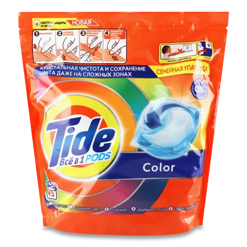 Засіб Миючий Для Прання В Капсулах Color Tide 45х22.8г, в/ґ
