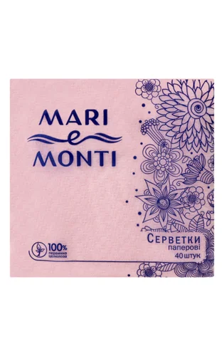 Паперові Серветки MARI e MONTI одношарові, Рожеві, 40шт