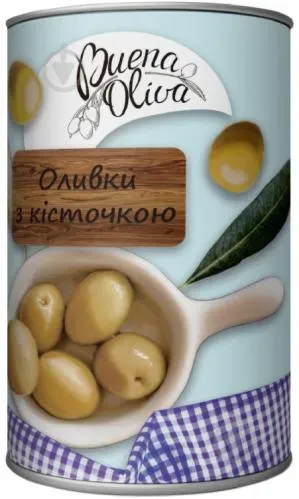 Оливки зелені з кісточкою 314мл ж/б ТМ BUENA OLIVA