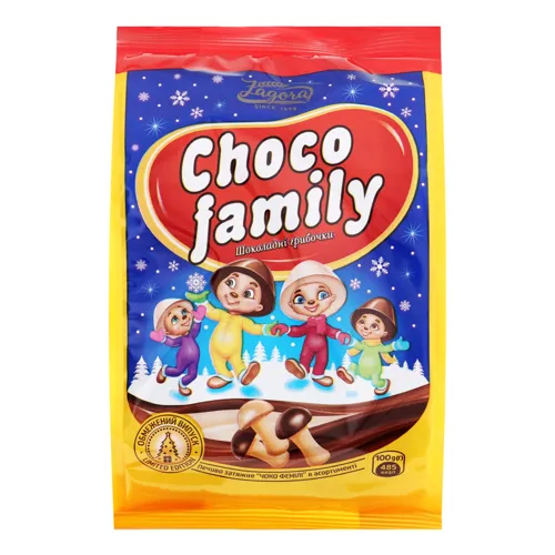 Печиво затяжне Шоколадні грибочки Choco family Zagora м/у 100г