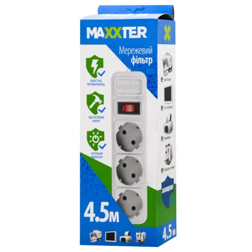 Мережний фільтр Maxxter 4,5 SPM5-G-15G