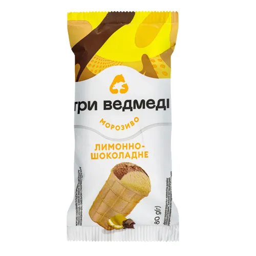 Морозиво 10% Лимонно-шоколадне Три ведмеді м/у 80г