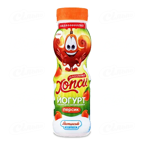 Йогурт Хопси з наповнювачем персик питний 1,5%, 180г