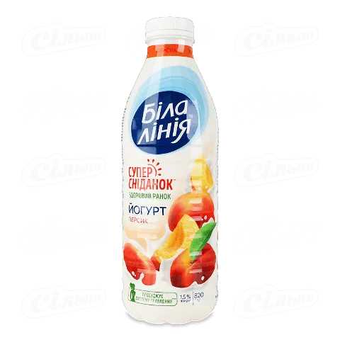 Йогурт «Біла лінія» персик 1,5%, 820г