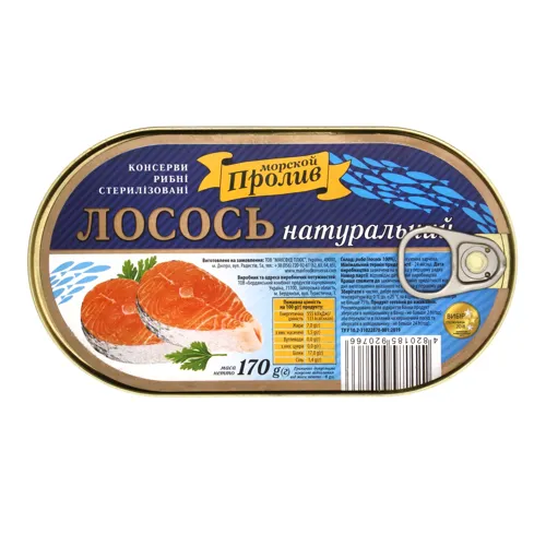 Лосось натуральний Морська протока з залізної банки 170г