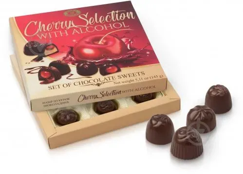Цукерки Бісквіт-Шоколад Cherry Select з алкоголем, 145г
