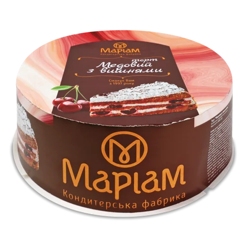 Торт Медовий з Вишнями, Вищий ґатунок, Картонна Упаковка, 1 кг