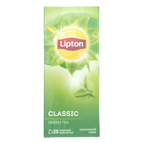 Чай зелений байховий Classic Lipton картонна упаковка 25х1.7г