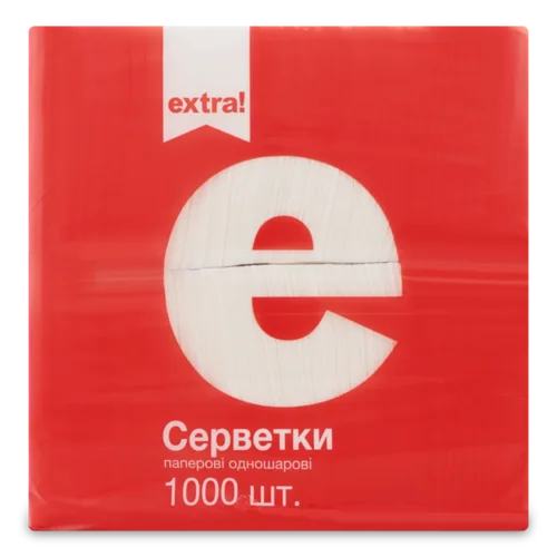 Серветки столові Extra! білі 1-шарові, 1000 шт.