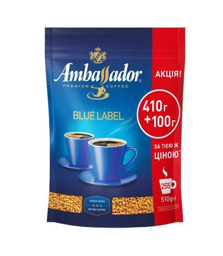 Кава AMBASSADOR Blue Label розчинна 410г + 100г економ.пак.