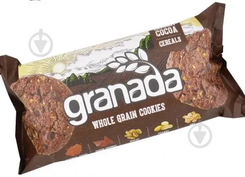 Печиво цільнозернове "GRANADA" з вівсяними пластівцями, арахісом, какао 150 г