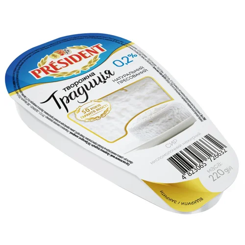 Сир кисломолочний President Творожна традиція 0,2% 250г