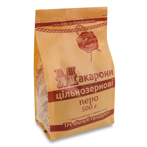 Макаронні Вироби Цільнозернові Трубчасті Перо Козуб, В/ґ, 500г