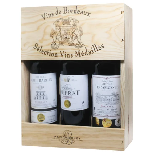 Вино Maison Bouey Chateau Haut Bardin, Chateau Duprat, Chateau Les Sablonnets червоне сухе набір 14% 3шт х 0,75л