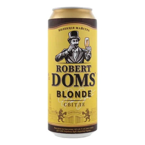 Пиво 0.5л 4.6% світле пастеризоване Blonde Robert Doms з/б
