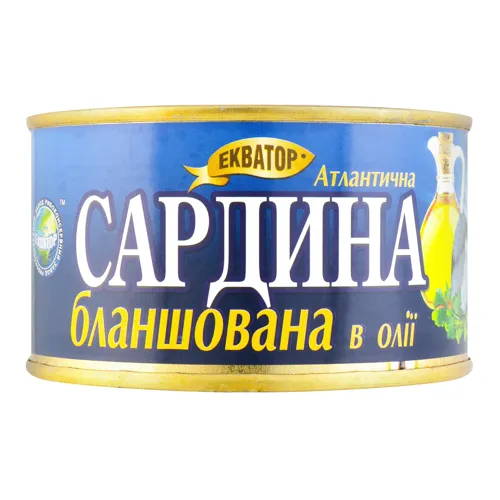 Сардина атлантична бланшована в олії Екватор з/б 240г