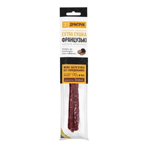 Ковбаски з ароматом трюфеля Французькі Дмитрук сиров'ялені варено-копчені 0.09кг