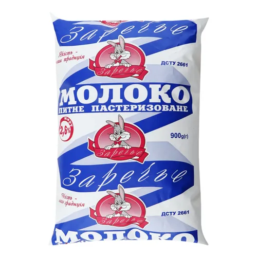 Молоко 2.6% пастеризоване Заречье м/у 900г
