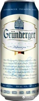 Упаковка пива Grunberger Hefeweizen світле нефільтроване 5%, 0.5л x 24 банки