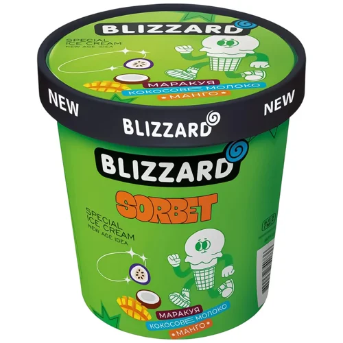 Морозиво сорбет Blizzard Манго-маракуя на кокосовому молоці 220г